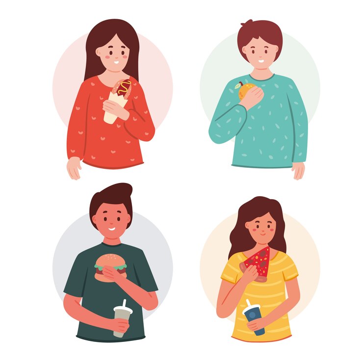 Vector gratuito gente con comida diferente