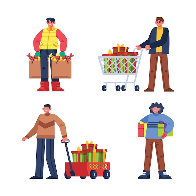 Gente comprando regalos de navidad