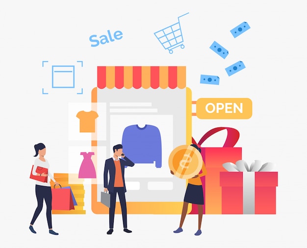 Gente comprando ropa en tienda online.