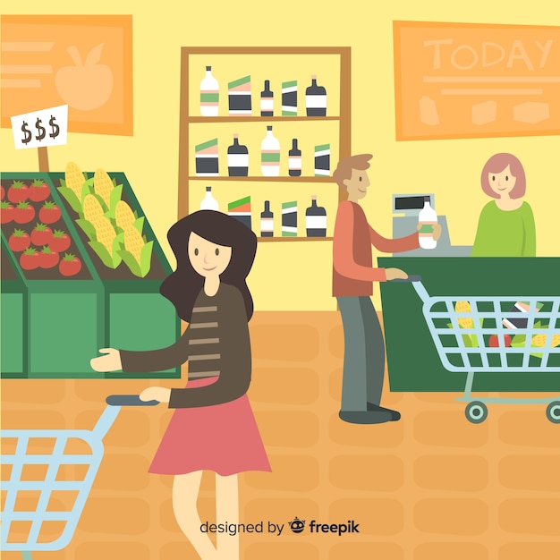 Gente comprando en el supermercado