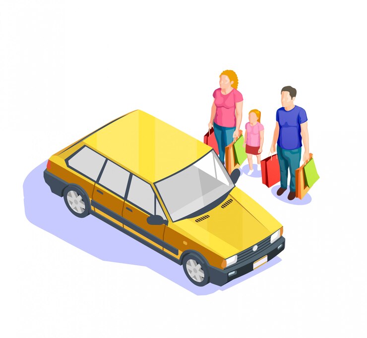 Vector gratuito la gente de compras ilustración isométrica