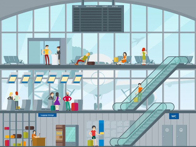 Gente en concepto de aeropuerto