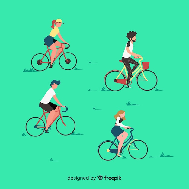 Gente conduciendo bicicletas en el parque