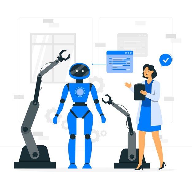 Gente creando ilustración del concepto de robot