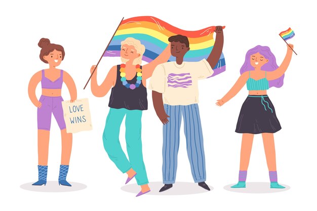 Gente en el día del orgullo celebrando el estilo