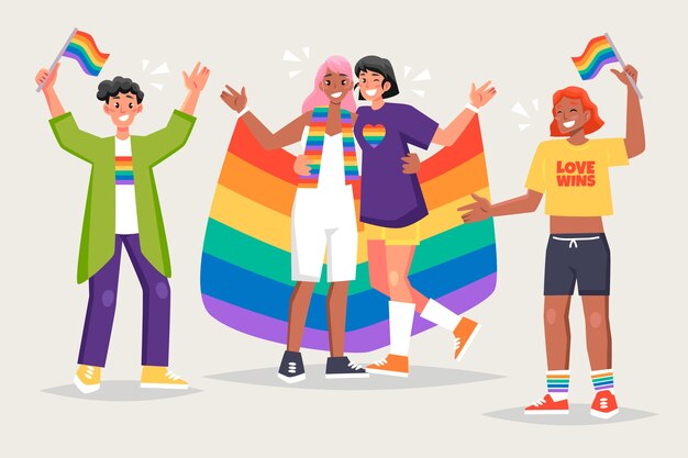 Gente del día del orgullo celebrando