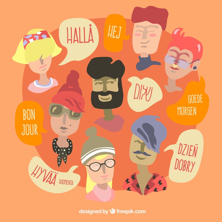 Vector gratuito gente dibujada a mano hablando distintos idiomas