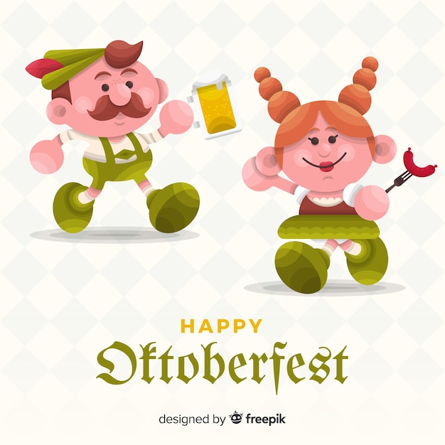 Gente de dibujos animados celebrando el oktoberfest