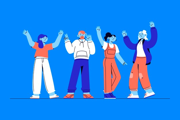 Gente de diseño plano agitando la ilustración