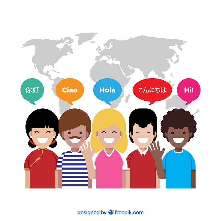 Vector gratuito gente de diseño plano hablando distintos idiomas