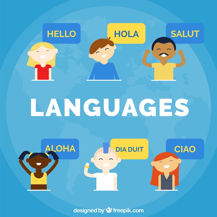 Vector gratuito gente de diseño plano hablando distintos idiomas