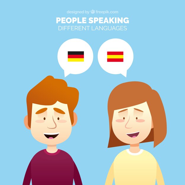 Gente con diseño plano hablando distintos idiomas