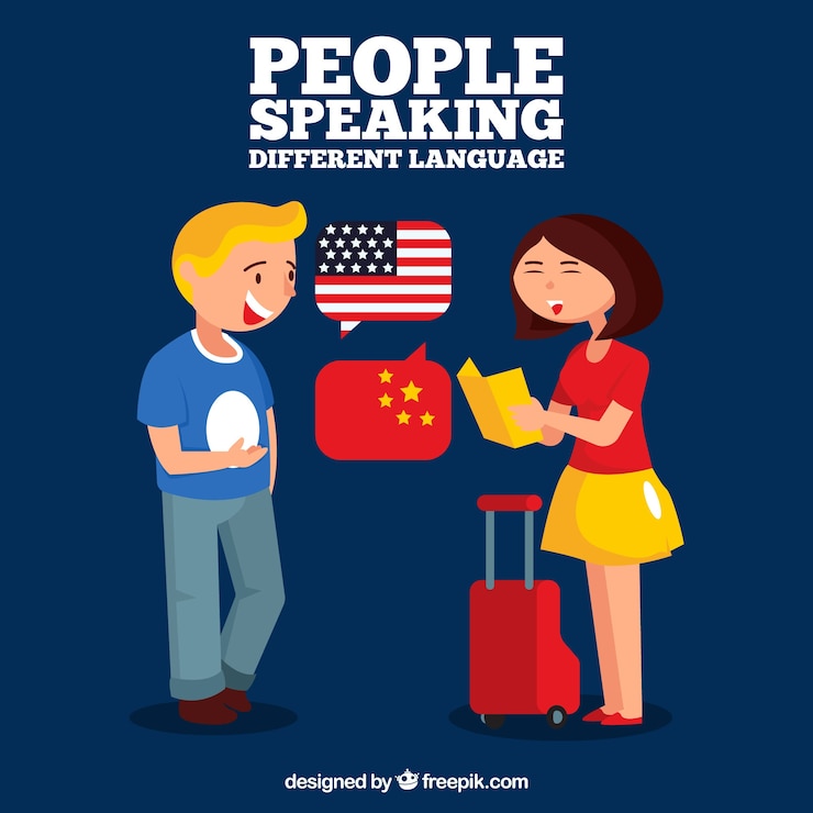 Vector gratuito gente de diseño plano hablando distintos idiomas