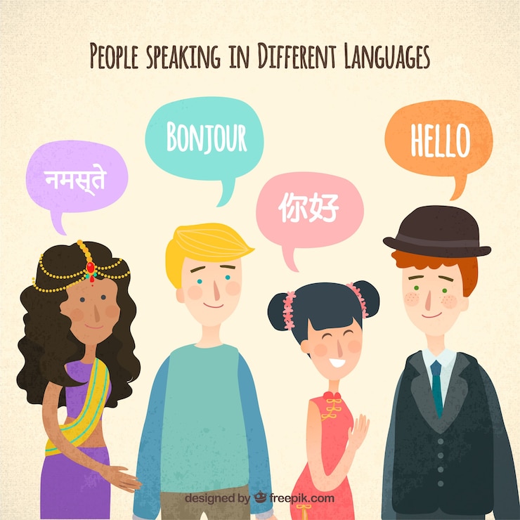 Vector gratuito gente de diseño plano hablando distintos idiomas