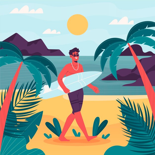 Gente de diseño plano haciendo actividades al aire libre