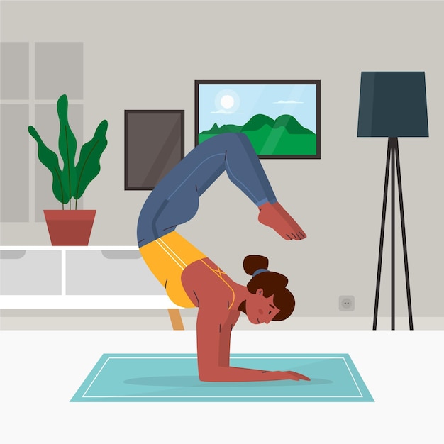 Vector gratuito gente de diseño plano haciendo estilo yoga