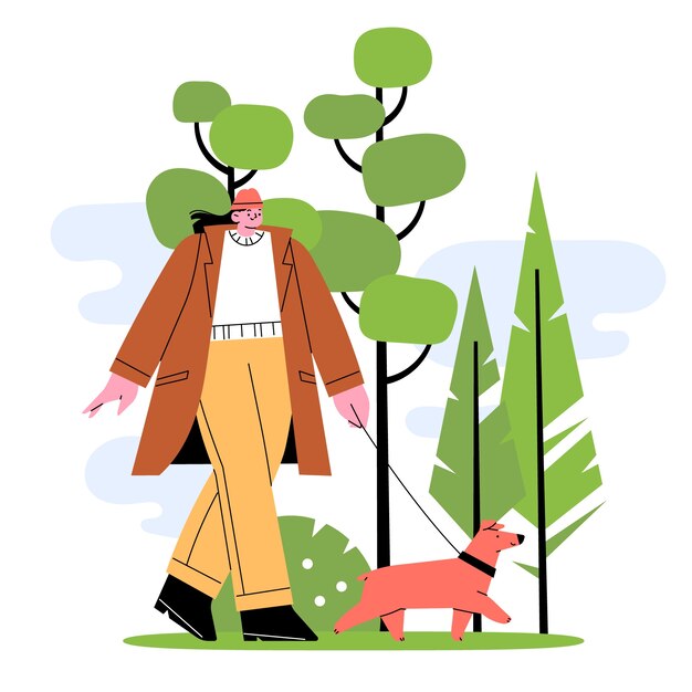 Gente de diseño plano en la ilustración del bosque