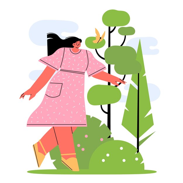 Gente de diseño plano en la ilustración del bosque