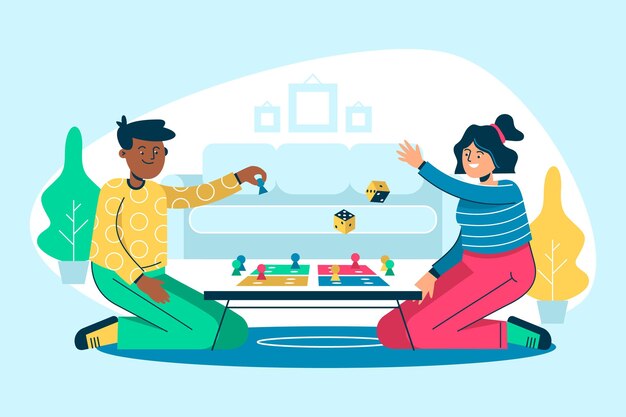 Gente de diseño plano jugando ilustración de juego de ludo