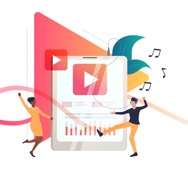 Gente escuchando música en un reproductor portátil