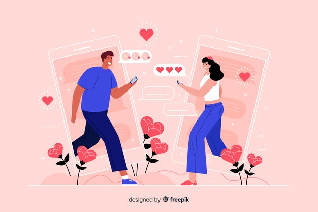 Gente frente a frente mientras envía mensajes de texto a la ilustración del concepto