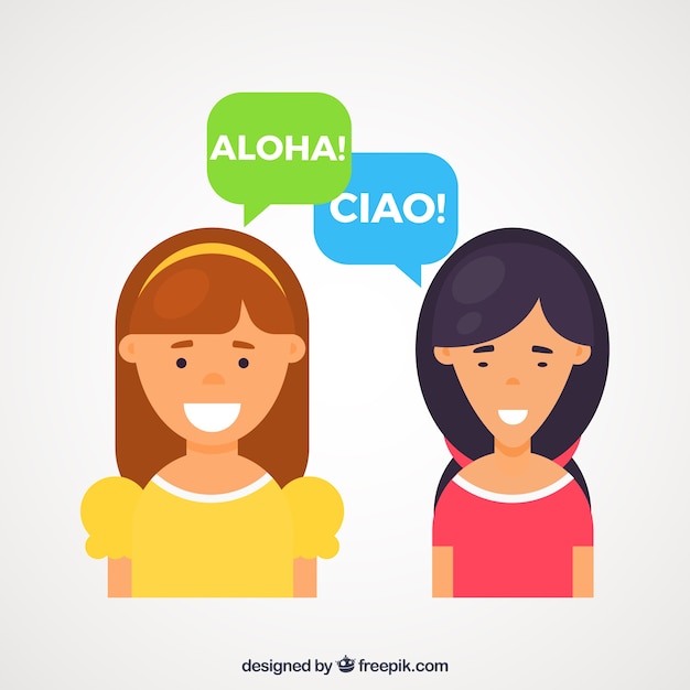 Gente hablando diferentes idiomas con diseño plano