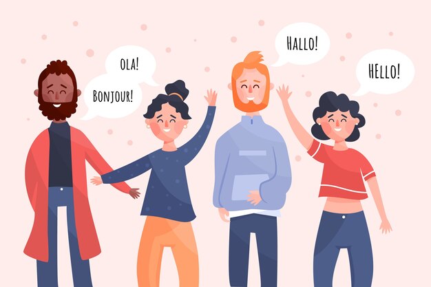 Gente hablando en diferentes idiomas.