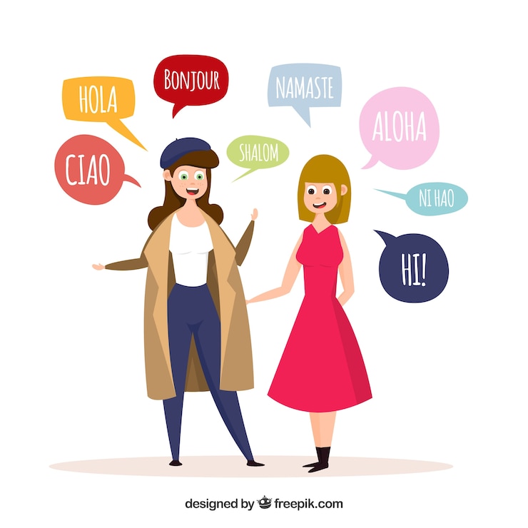 Vector gratuito gente hablando distintos idiomas con diseño plano