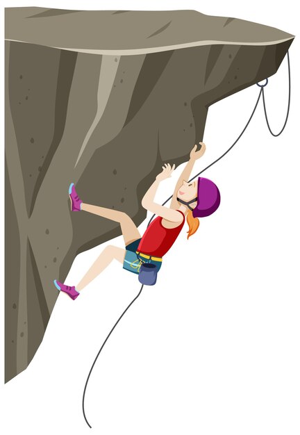 Gente haciendo escalada en roca al aire libre sobre fondo blanco.
