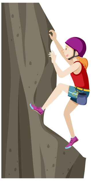 Gente haciendo escalada en roca al aire libre sobre fondo blanco.