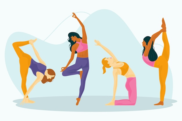 Vector gratuito gente haciendo tema de yoga