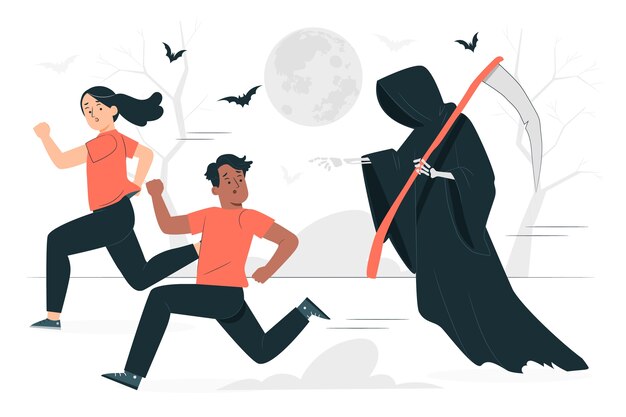 Gente huyendo de la ilustración del concepto de muerte