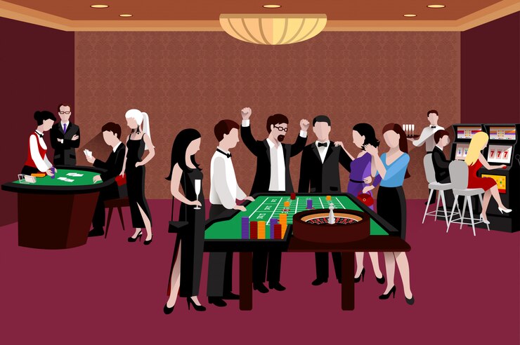 Vector gratuito gente en la ilustración del casino