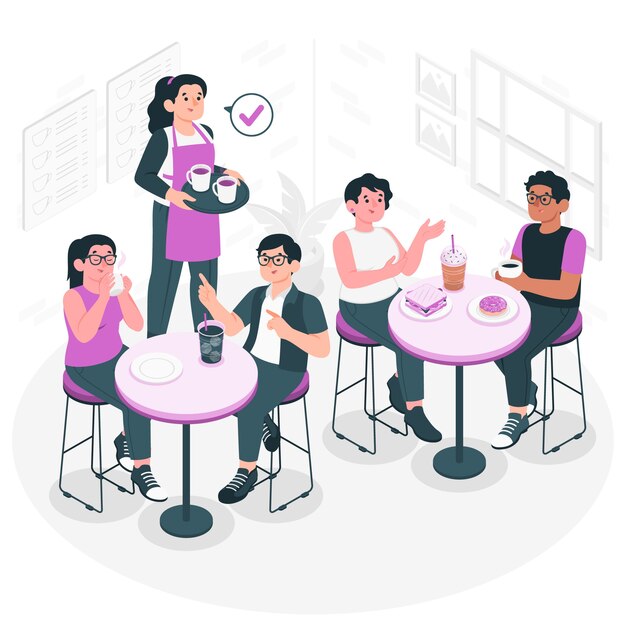 La gente en la ilustración del concepto del café