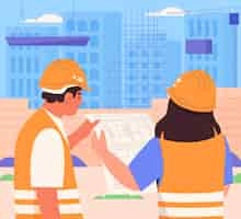 Vector gratuito gente de ilustración plana que trabaja en la construcción