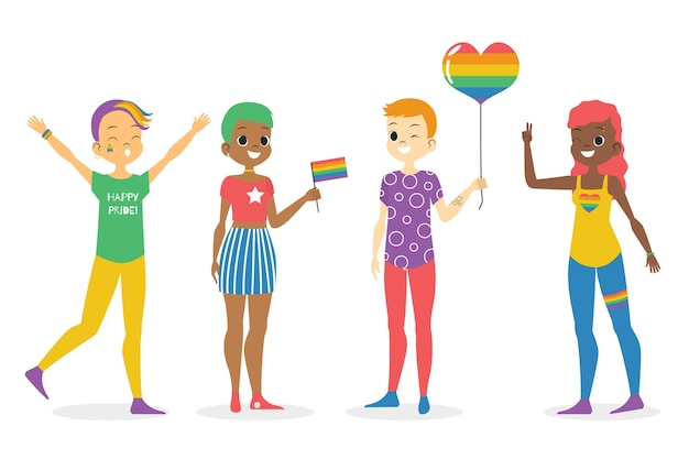 Gente ilustrada en concepto del día del orgullo