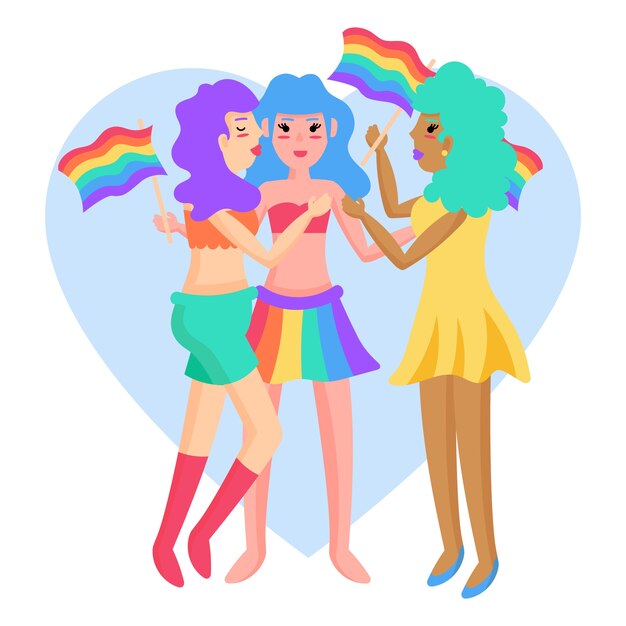 Gente ilustrada en el día del orgullo