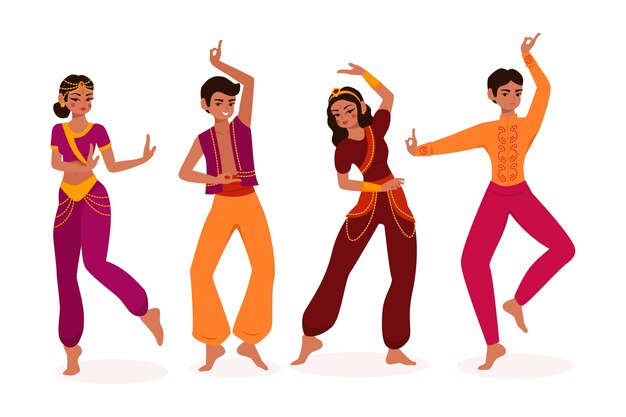 Gente ilustrada que baila el concepto de bollywood