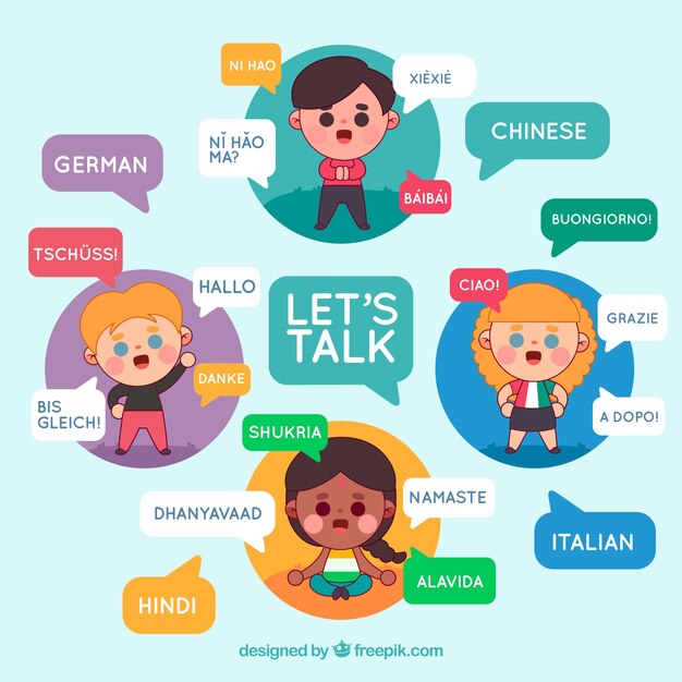 Gente internacional hablano idiomas diferentes