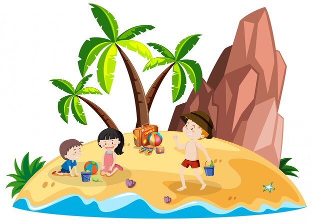 Gente en la isla de playa