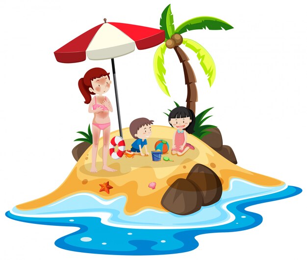 Gente en la isla de vacaciones