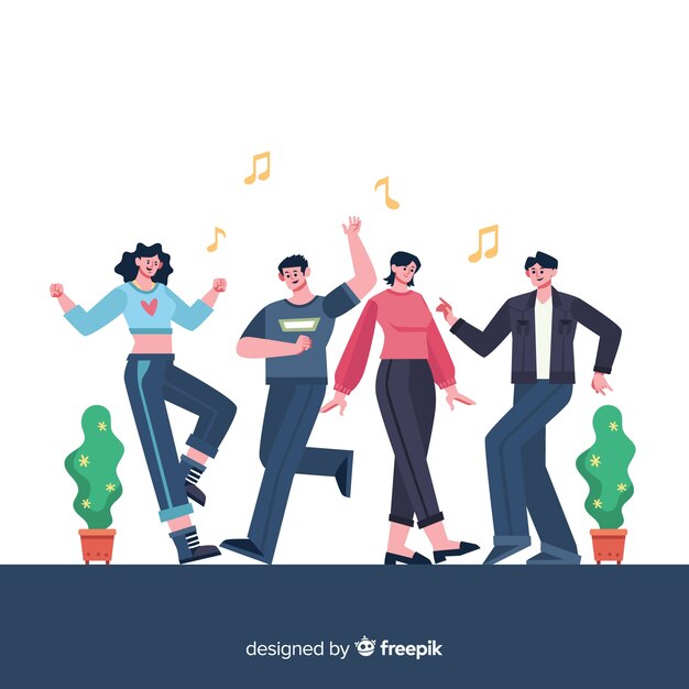 Gente joven bailando. diseño de personajes