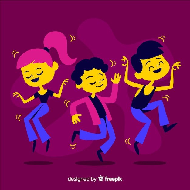 Vector gratuito gente joven bailando. diseño de personajes