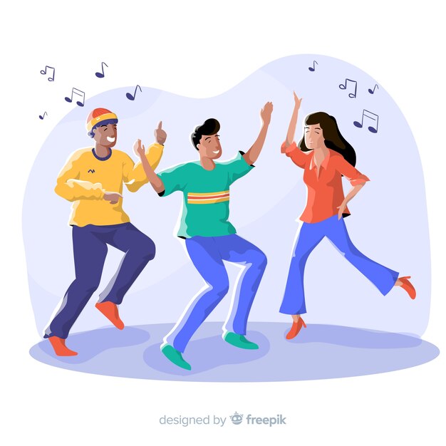 Gente joven bailando. diseño de personajes