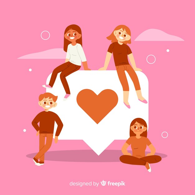 Gente joven con el símbolo del corazón