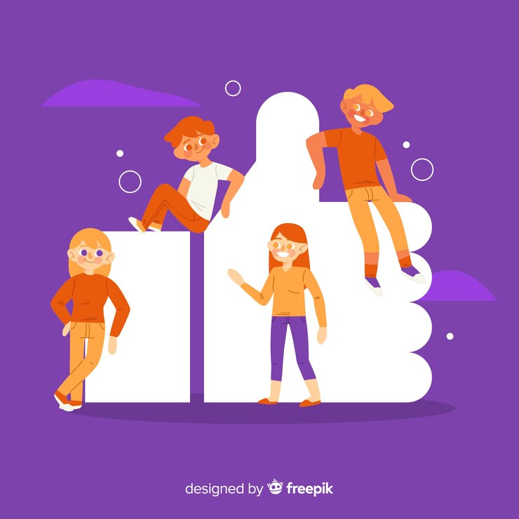 Vector gratuito gente joven con el símbolo de like
