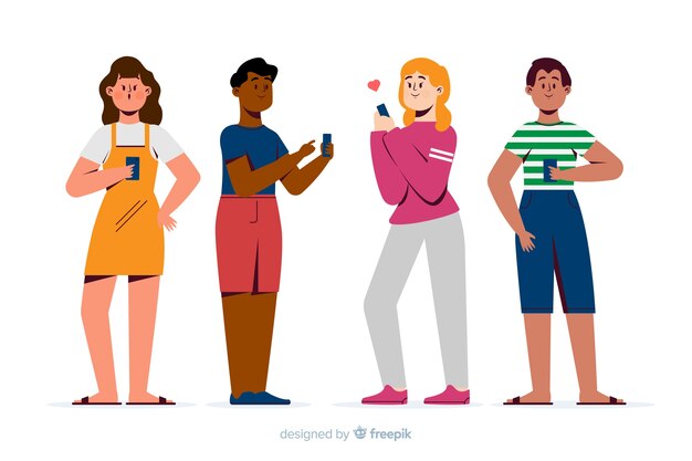 Gente joven sujetando sus teléfonos móviles