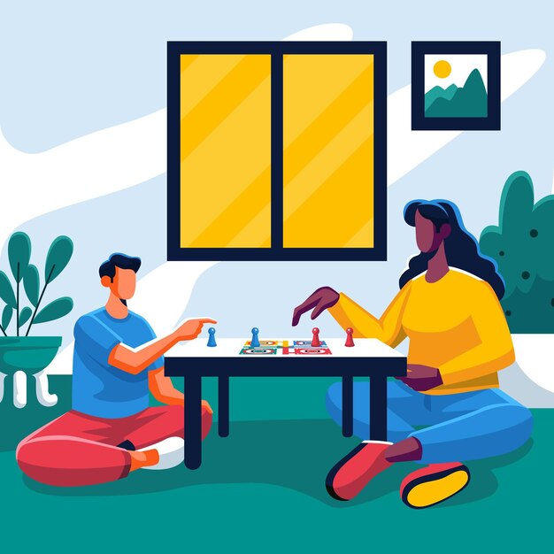 Gente jugando al juego de ludo en casa.