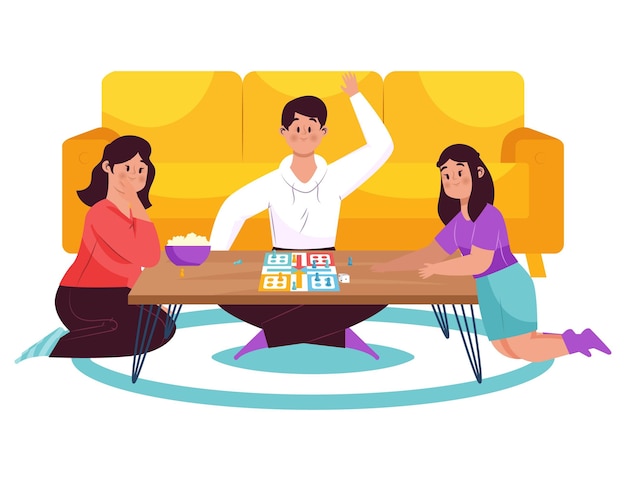 Gente jugando al juego de ludo