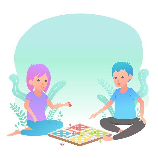 Gente jugando ilustración de juego de ludo